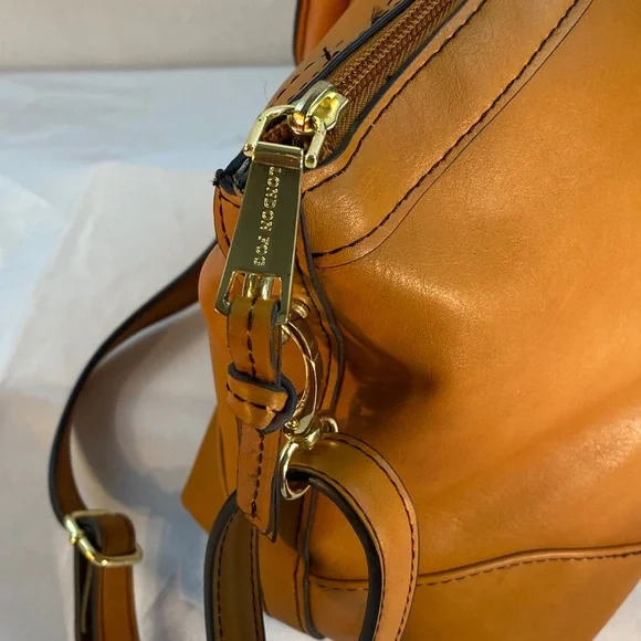 London Fog Purse Satchel Cognac Faux Leather - Picture 5 of 6